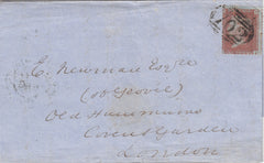 143416 1856 MAIL SHERBORNE, DORSET TO LONDON DIE 2 1d PL.24 'C7 ABNORMAL PRINTING'.