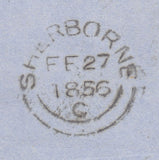 143416 1856 MAIL SHERBORNE, DORSET TO LONDON DIE 2 1d PL.24 'C7 ABNORMAL PRINTING'.