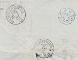 143418 1867 THREE COLOUR COMBINATION LONDON TO BERNE, SWITZERLAND 1d (SG43), 2d (SG45) AND 3d (SG92).
