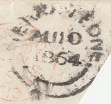 143423 1864 MAIL LONDON TO SIERRA LEONE, AFRICA 3d ROSE (SG76) X 2.