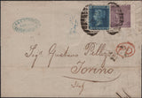 143426 1867 MAIL LONDON TO TORINO, ITALY 6d (SG105) POSTAGE AND 2d (SG45) LATE FEE.