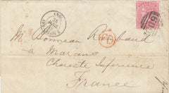 143430 1859 MAIL PENZANCE, CORNWALL TO FRANCE 4d CARMINE (SG66).