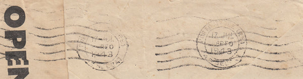 143434 1943 AIRMAIL U.K. HUNSTANTON, NORFOLK TO PORTO ALEGRE, BRAZIL KGVI 2/6 YELLOW-GREEN (SG476b) AND 1s, CANCELLATIONS ALL BUT OBLITERATED FOR SECUIRTY REASONS.
