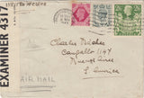143436 1943 AIRMAIL PADDINGTON, LONDON TO BUENOS AIRES, ARGENTINA KGVI 2/6 YELLOW-GREEN (SG476b) ALSO 4d AND 8d.
