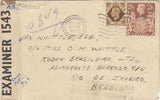143439 1942 AIRMAIL EDINBURGH TO RIO DE JANIERO, BRAZIL KGVI 2/6 BROWN (SG476) AND 1s.