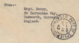 143445 1942 AIRMAIL SUTTON, SURREY TO TRINIDAD, BRITISH WEST INDIES KGVI 2/6 YELLOW-GREEN (SG476b)  ALSO 8d AND 10d.
