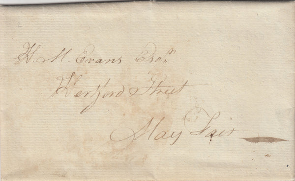 143456 1782 MAIL USED WITHIN LONDON WITH GOOD STRIKE GENERAL OFFICE DOCKWRA HANDSTAMP TYPE '4' (L336).