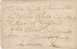 143461 CIRCA 1780 PART WRAPPER TO LONDON WITH 'CURY' LONDON RECEIVER'S HANDSTAMP.