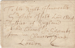 143461 CIRCA 1780 PART WRAPPER TO LONDON WITH 'CURY' LONDON RECEIVER'S HANDSTAMP.