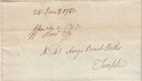 143463 1781 MAIL USED WITHIN LONDON, LONDON DOCKWRA HANDSTAMP.