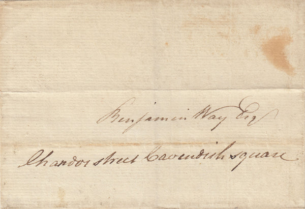 143464 1778 MAIL USED IN LONDON WITH TEMPLE OFFICE DOCKWRA HANDSTAMP (L357).