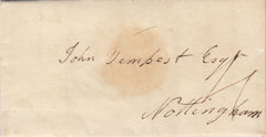 143467 1775 MAIL LONDON TO NOTTINGHAM WITH 'EK' LONDON RECEIVER'S HANDSTAMP.