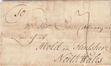 143469 1754 MAIL LONDON TO MOLD, FLINTSHIRE, WALES WITH 'AE' LONDON RECEIVER'S HANDSTAMP.