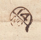 143469 1754 MAIL LONDON TO MOLD, FLINTSHIRE, WALES WITH 'AE' LONDON RECEIVER'S HANDSTAMP.