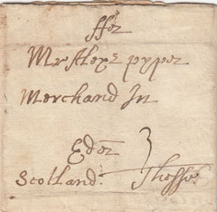 143471 1699 MAIL LONDON TO EDINBURGH, SCOTLAND, ON REVERSE CIRCULAR 'W' HANDSTAMP.