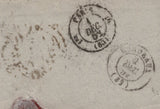 143473 1852 MAIL LONDON TO BORDEAUX, FRANCE WITH VARIOUS HANDSTAMPS INCLUDING 'TWO.LATE/G.P.O.'