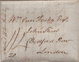 143477 1828 MAIL WINCHESTER TO LONDON, CHARGED '1/4' WITH WRITTEN REFERENCE TO A COFFEE HOUSE.