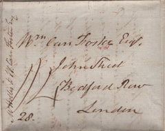 143477 1828 MAIL WINCHESTER TO LONDON, CHARGED '1/4' WITH WRITTEN REFERENCE TO A COFFEE HOUSE.
