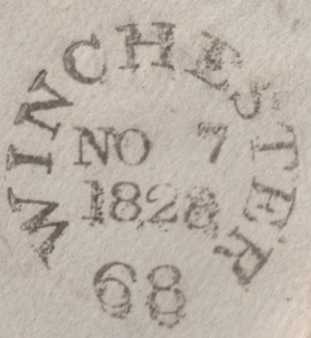 143477 1828 MAIL WINCHESTER TO LONDON, CHARGED '1/4' WITH WRITTEN REFERENCE TO A COFFEE HOUSE.
