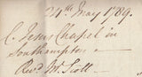 143478 1789 MAIL WINCHESTER TO QUEEN ANN'S BOUNTY WITH 'WINCHES/TER' HANDSTAMP (HA1521).