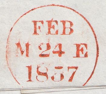 143479 1857 MAIL EDINBURGH TO MELROSE 2d BLUE PL.5 (SG23a) EDINBURGH ROLLER CANCELLATION.