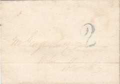 143483 1840 MAIL JEDBURGH TO HAWICK, POSTED UNPAID WITH JEDBURGH UNIFORM PENNY POST '2' CHARGEMARK IN BLUE.