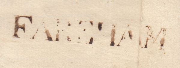 143484 1767 MAIL PORCHESTER, HANTS TO ISLE OF WIGHT WITH 'FAREHAM' HANDSTAMP, UNRECORDED IN COUNTY CATALOGUE.