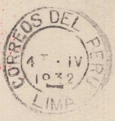 143486 1932 AIRMAIL LONDON TO LIMA, PERU VIA GRAF ZEPPELIN WITH KGV 1d, 2d, AND 9d.