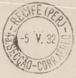143488 1932 AIRMAIL LONDON TO PERNAMBUCO, BRAZIL VIA GRAF ZEPPELIN WITH PAIR KGV 5d (SG425).