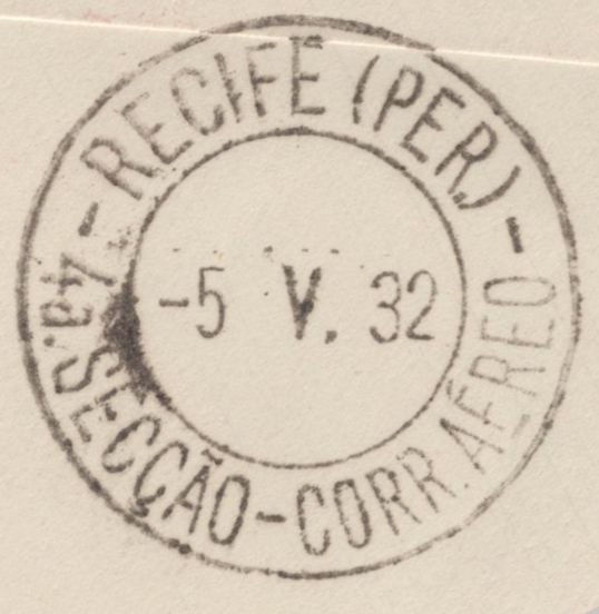 143488 1932 AIRMAIL LONDON TO PERNAMBUCO, BRAZIL VIA GRAF ZEPPELIN WITH PAIR KGV 5d (SG425).