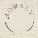143496 1829 MAIL ROMSEY, HANTS TO FORDINGBRIDGE WITH 'ROMSEY' CIRCULAR MILEAGE MARK, MILEAGE REMOVED (HA1163).