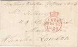 143502 1828 FREE MAIL WORTHING, SUSSEX TO LONDON WITH 'WORTHING/77' MILEAGE MARK (SX ???).