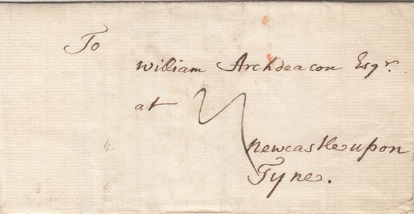 143503 1758 MAIL LONDON TO NEWCASTLE UPON TYNE WITH 'AE' LONDON RECEIVER'S HANDSTAMP.