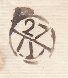 143503 1758 MAIL LONDON TO NEWCASTLE UPON TYNE WITH 'AE' LONDON RECEIVER'S HANDSTAMP.