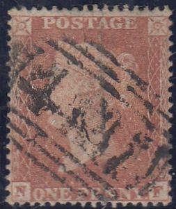 143506 1855 DIE 2 1d PL.13 S.C.16 (SG21)(NF), FINE USED.