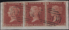143510  1855 DIE 2 1d PL.9 (SPEC C6)  X THREE WITH CRIMEAN WAR 'OXO' CANCELLATIONS.