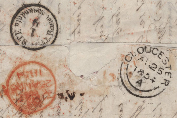 143517 1854 REGISTERED MAIL GLOUCESTER TO TRIESTE 2d BLUE PL.4 (TH MAJOR RE-ENTRY (SPEC F1g) AND 1s EMBOSSED (SG55)..