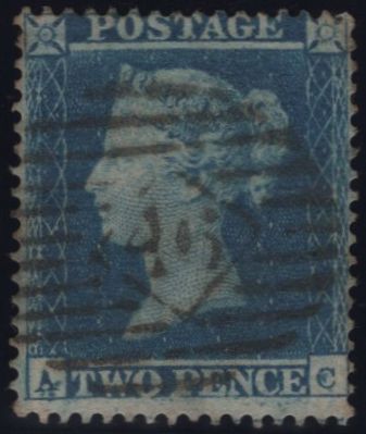 143521 1854 2d BLUE PL.4 (SG19)(AC) STATE 2 (SPEC F1h). FINE USED.