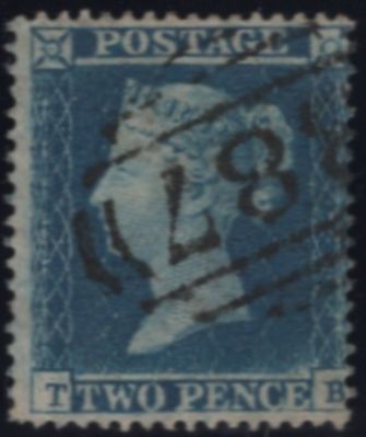 143523 1854 2d BLUE PL.4 (SG19)(TB) IN STATE 2 (SPEC F1h) GOOD TO FINE USED.