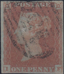 143527 1848 1d PL.85 (SG8)(IF), FINE USED.