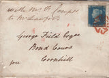 143554  1840 WRAPPER USED IN LONDON FINE TO VERY FINE 2d BLUE PL.1 (SG5)(JI).