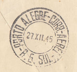 143556 1945 AIRMAIL LONDON TO PORTO ALEGRE KGVI 2/6 YELLOW-GREEN (SG476b).