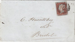 143559 1845 MAIL LONDON TO BRISTOL 1d (SG8) PL.57 FINE USED.