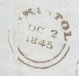 143559 1845 MAIL LONDON TO BRISTOL 1d (SG8) PL.57 FINE USED.