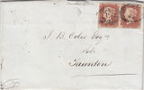143560 1844 MAIL LONDON TO TAUNTON PAIR 1d PL.47 (SG8) GOOD USED.