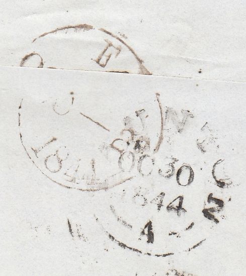 143560 1844 MAIL LONDON TO TAUNTON PAIR 1d PL.47 (SG8) GOOD USED.