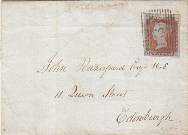 143561 1845 PART WRAPPER USED IN EDINBURGH 1d PL.46 (SG8)(AG) GOOD USED.
