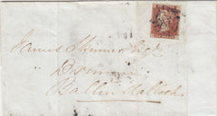 143567 1841 MAIL FOCHABERS MORAYSHIRE, SCOTLAND, TO BALLINDALLOCH 1d PLATE TEN STATE 2 (SG7 SPEC AS71)(BD) FINE USED.