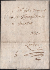143568 1662 MAIL DUBLIN TO LONDON WITH FINE TO VERY FINE BISHOP MARK.