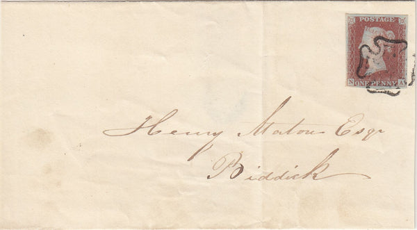 143569 1841 PART WRAPPER USED WITHIN DURHAM CHESTER LE STREET TO BIDDICK 1d PL.9 (SG7)(NA).